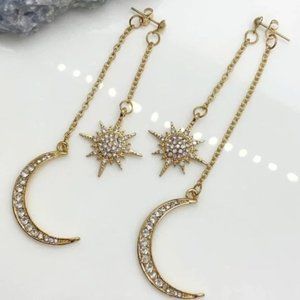 Moon & Stars Long Dangle Earrings